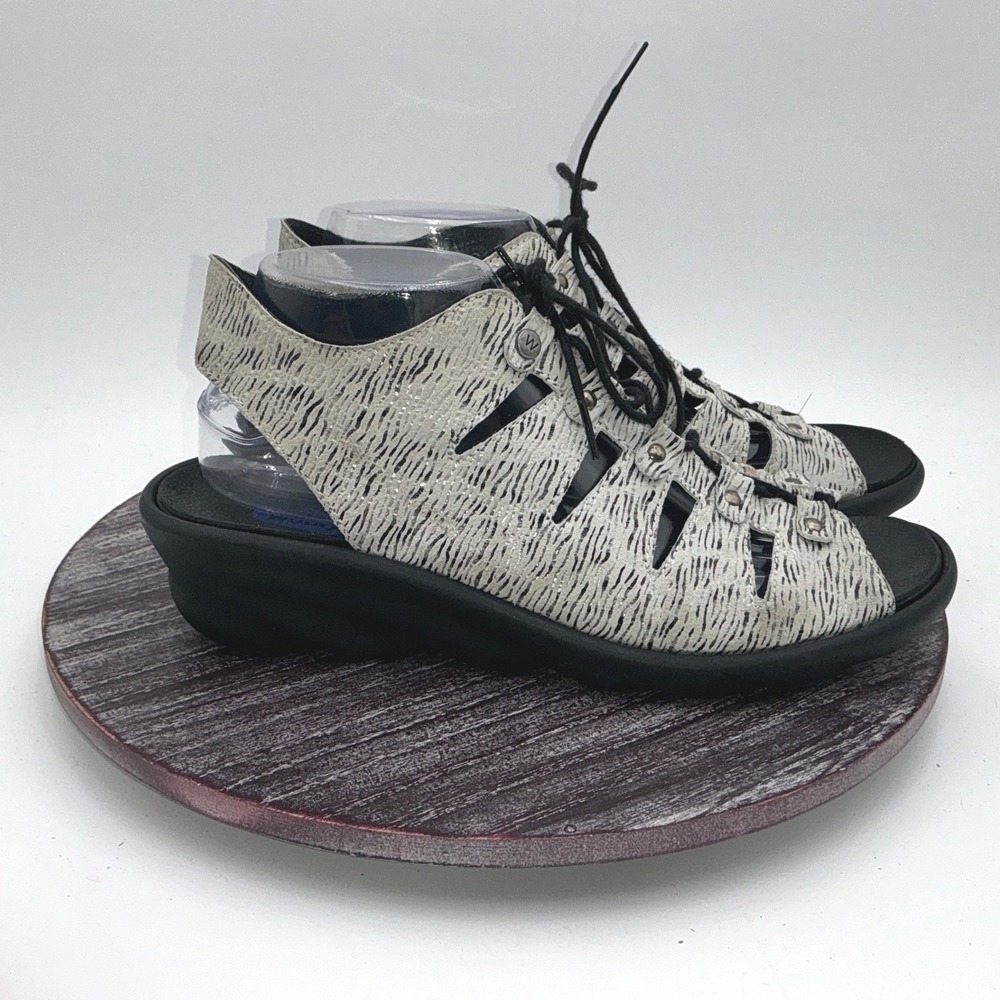 Wolky Sandals Womens 41 US 10 Lace Up Comfort Wedge Walking Genuine Leather
